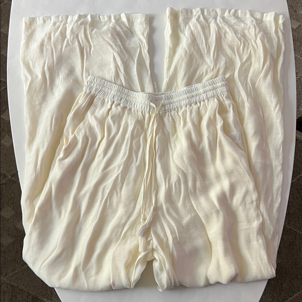 MONDAY Swimwear Tahiti Wide Leg Pant Petite Inseam 30.5" Ivory M/L $148 - Picture 6 of 11
